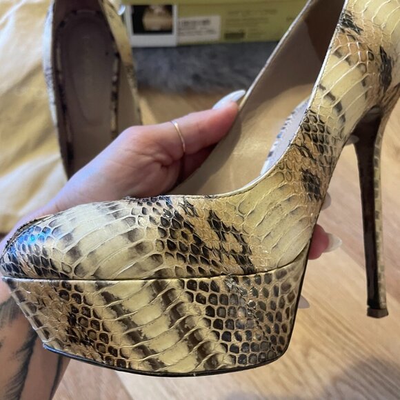 sergio rossi scarpe donna blunt heel peep toe pump snake nude - Picture 12 of 16